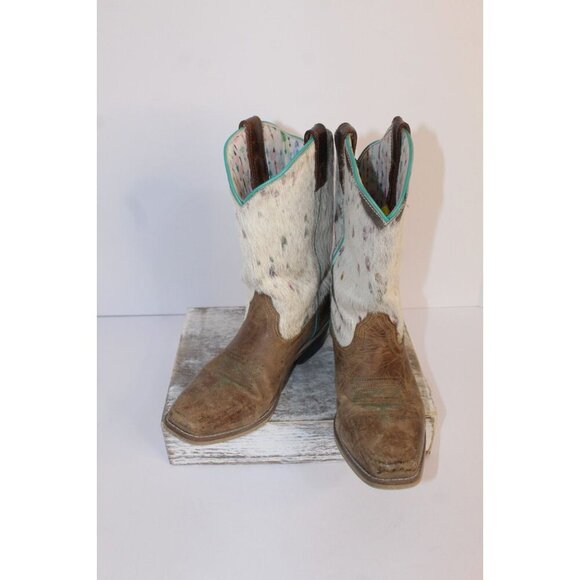 Dan Post Other - Dan Post Youth Size 6D Brown Leather and Fur Unisex Buckaroo Cowboy Boots